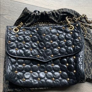 Rebecca Minkoff black leather studded shoulder bag